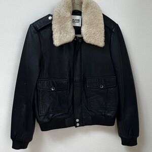 Claudie Pierlot Navy Sherpa Bomber Jacket